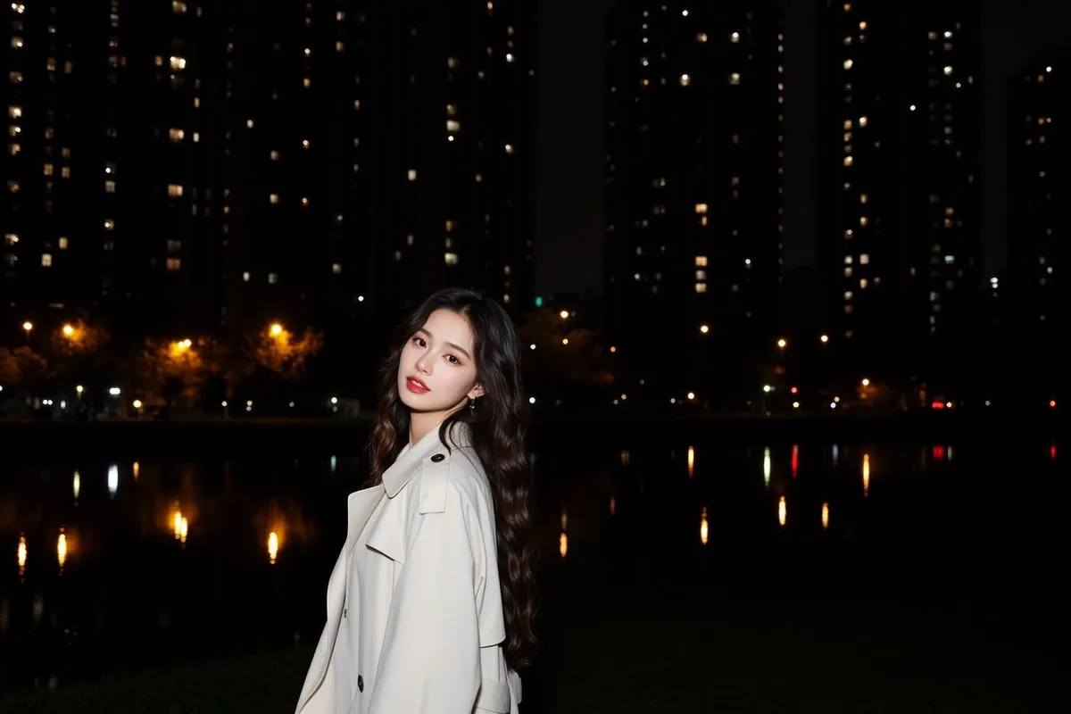 Trench Coat Night Park