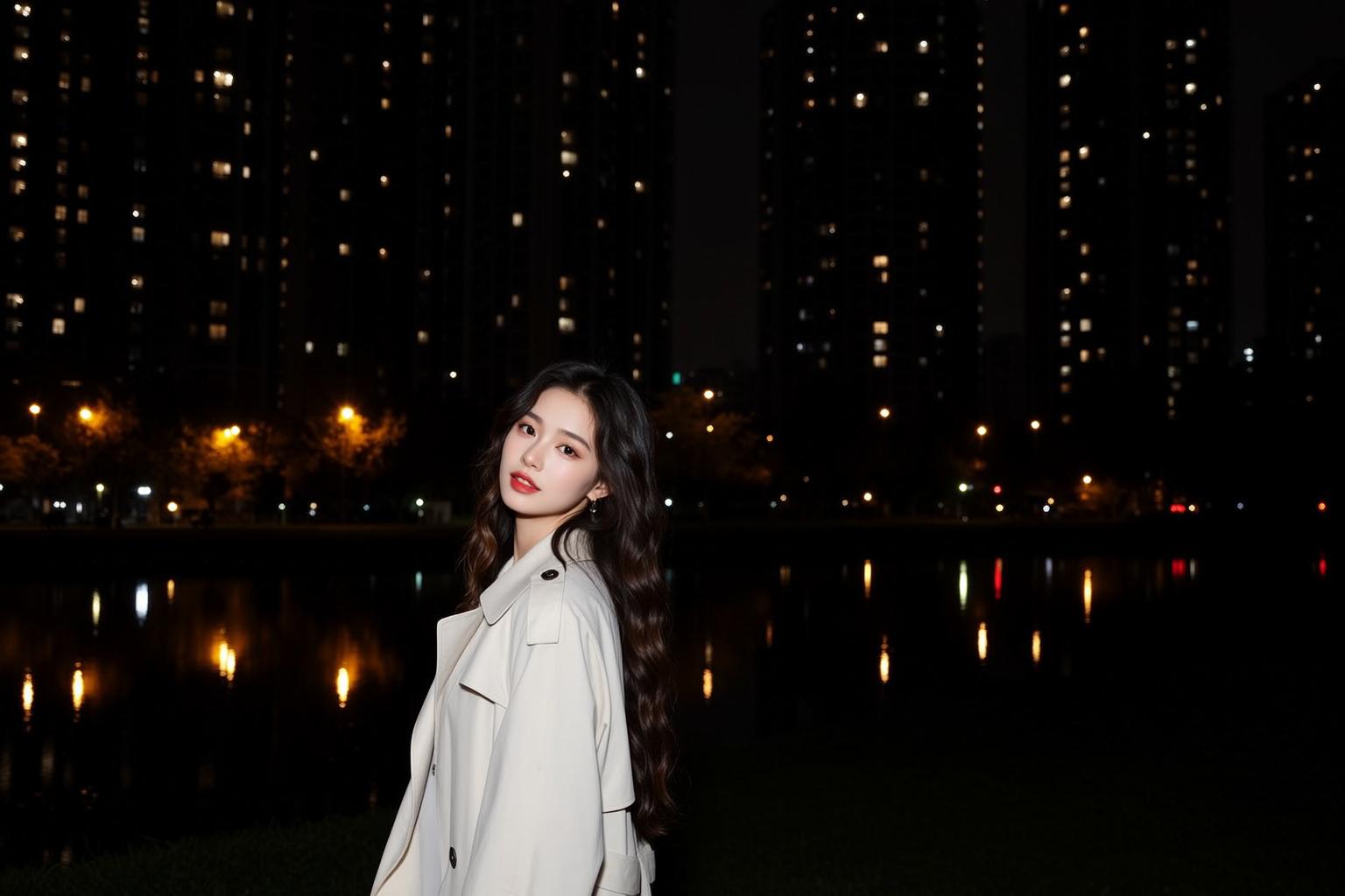 Trench Coat Night Park