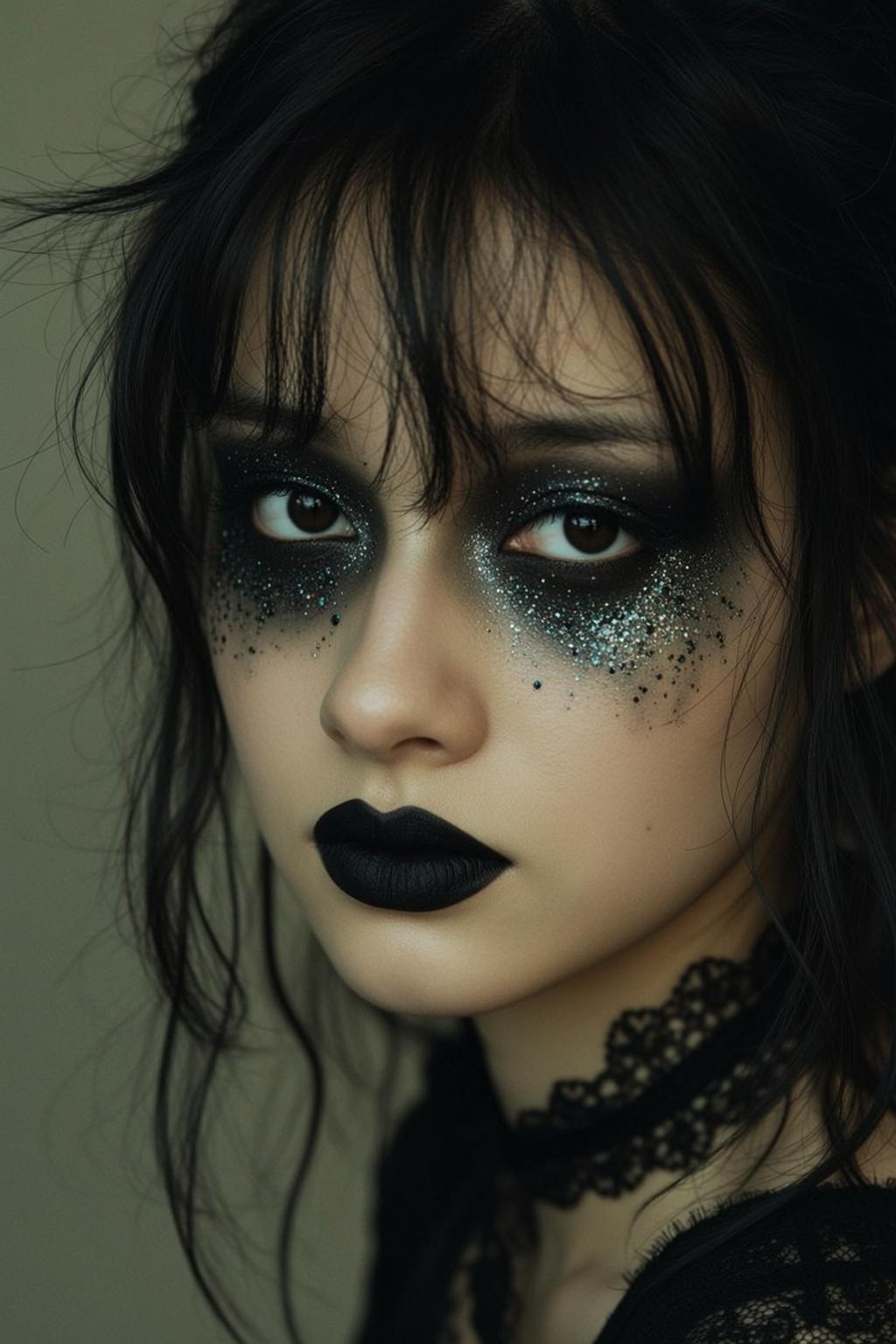 Halloween Makeup Young Long Dark Messy Bangs