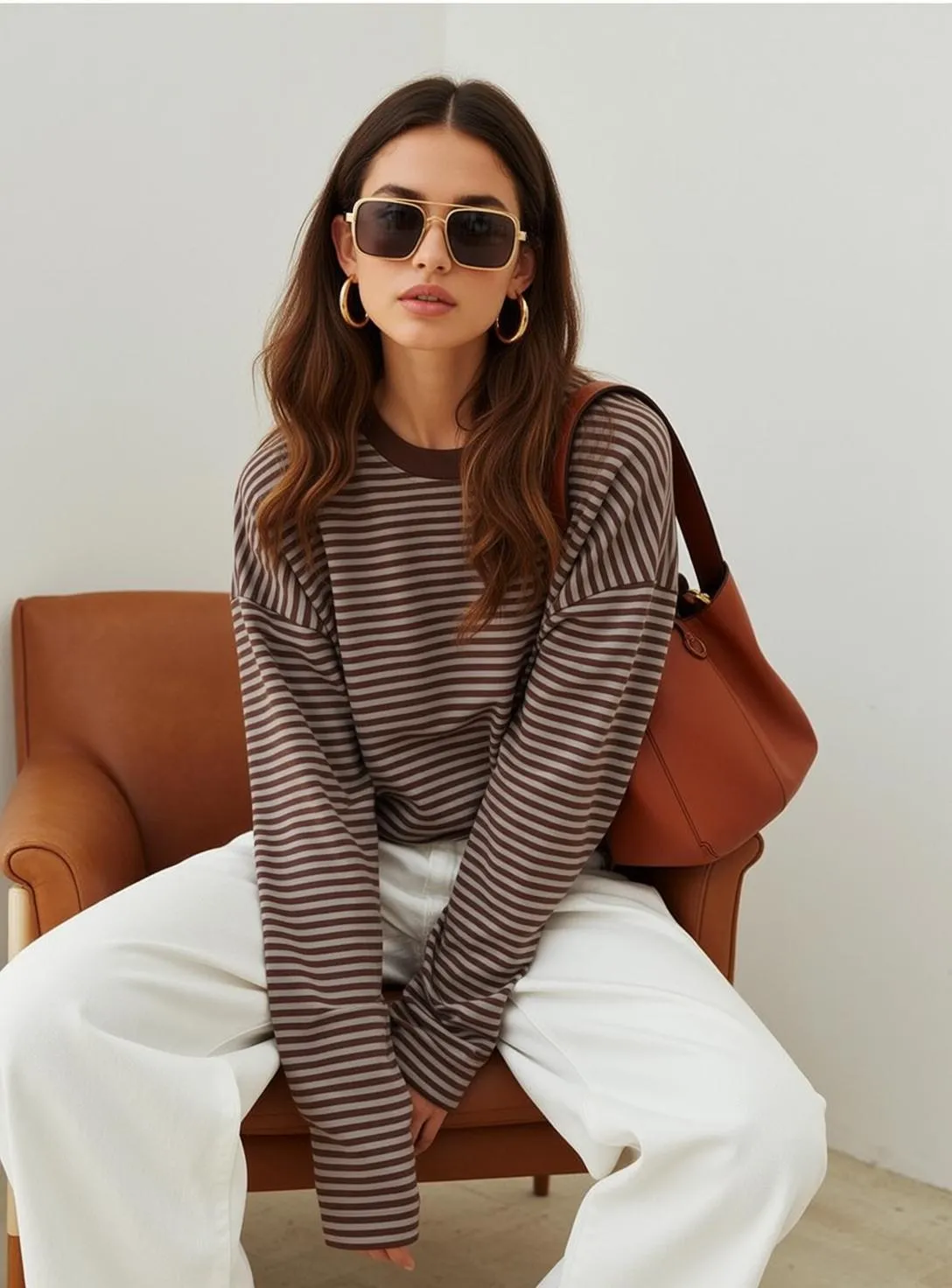 Sunglasses And Earrings In Armchair Portrait