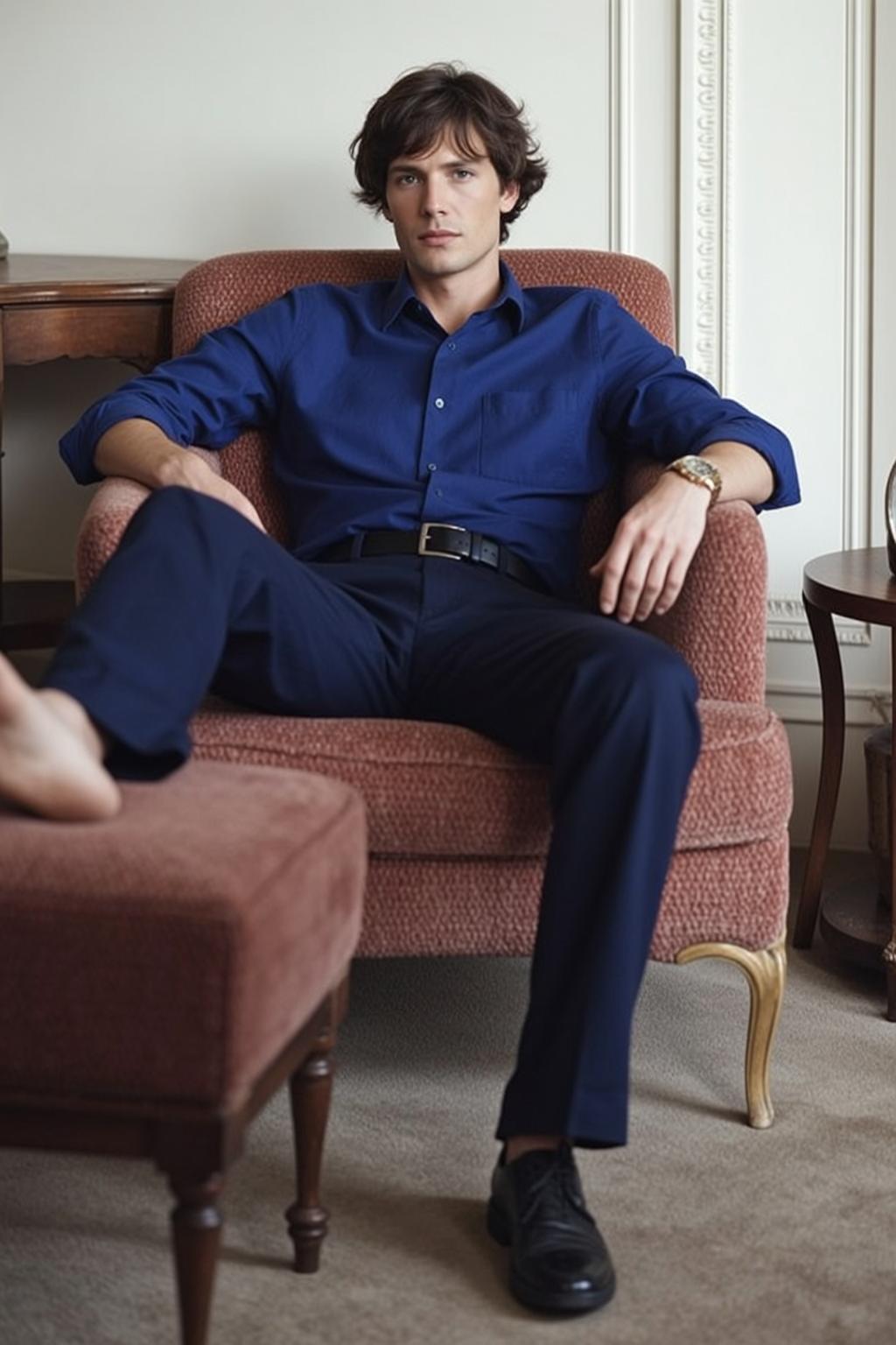 Blue Shirt Living Room Editorial