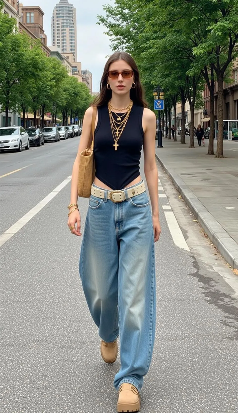 Sunglasses Earrings Necklace Bracelets And Rings In Street Portrait