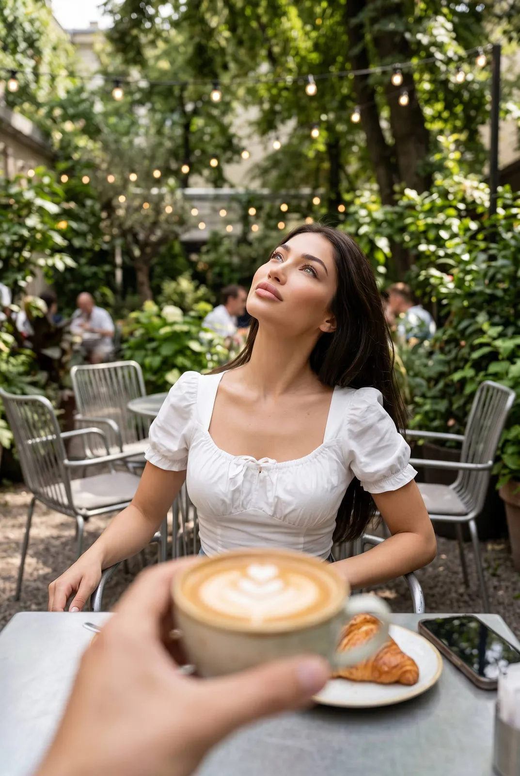 Makeup And Earrings In Cafe Portrait