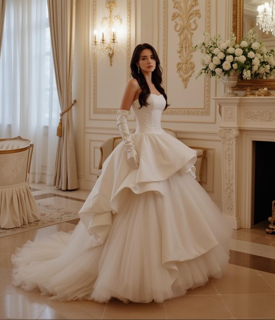 Strapless Gown Opera Gloves Pose