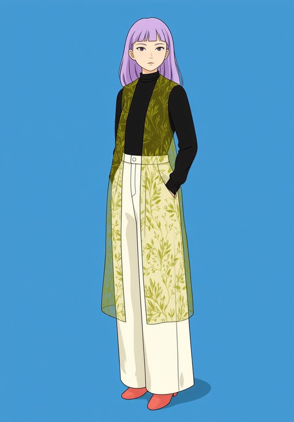 Patterned Vest Blue Backdrop Look