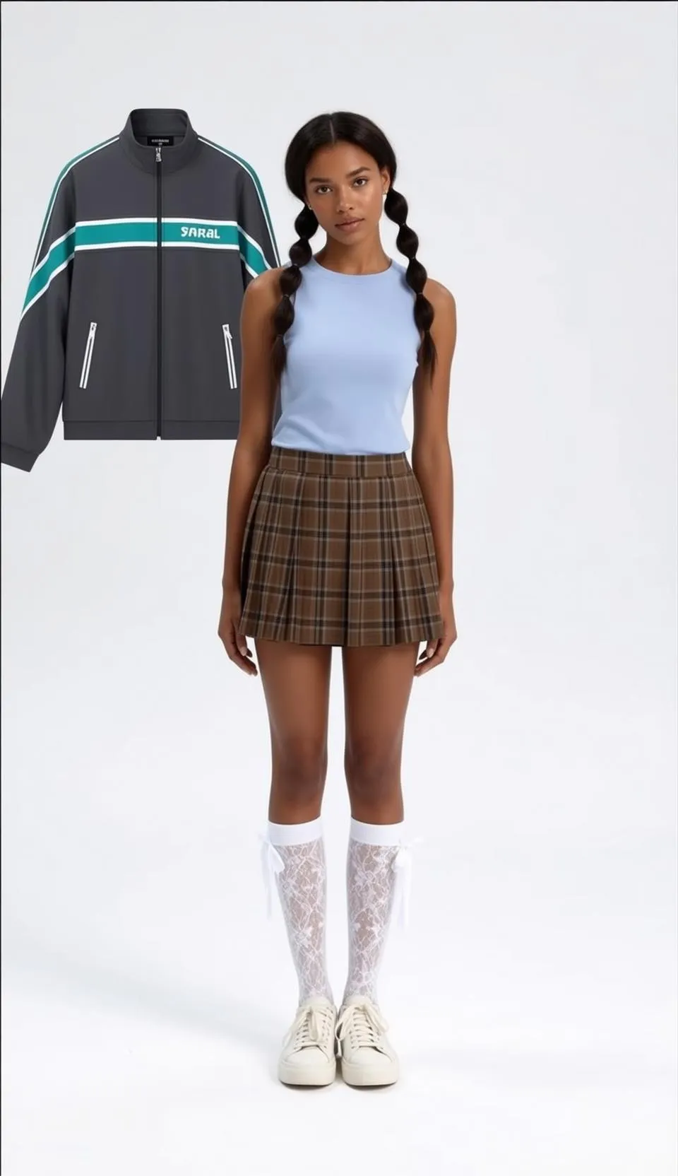 Plaid Skirt Studio Pose