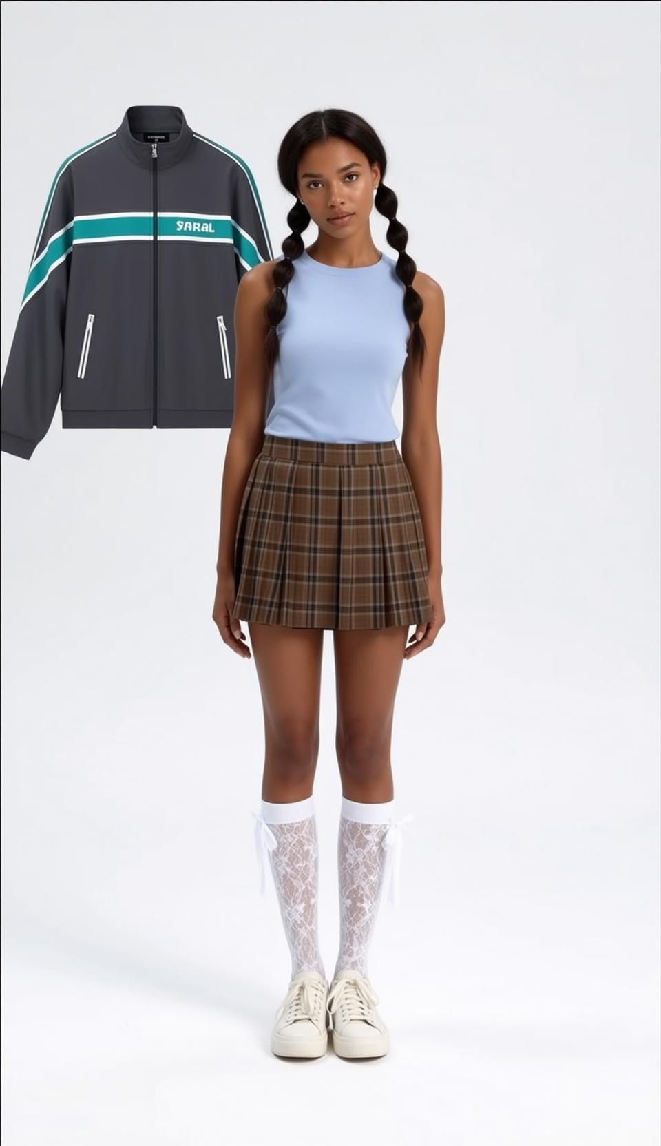 Plaid Skirt Studio Pose