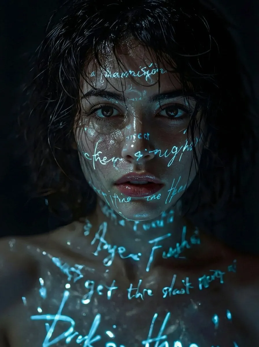 Cinematic Hyper Mysterious In Darkness Wet Glistening As