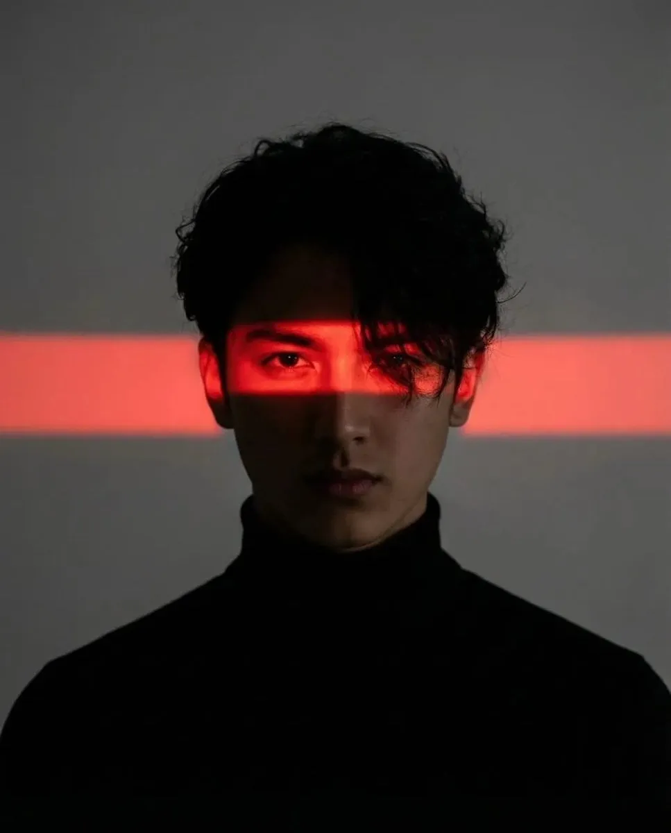Cyberpunk Man Red Neon Low Key Lighting