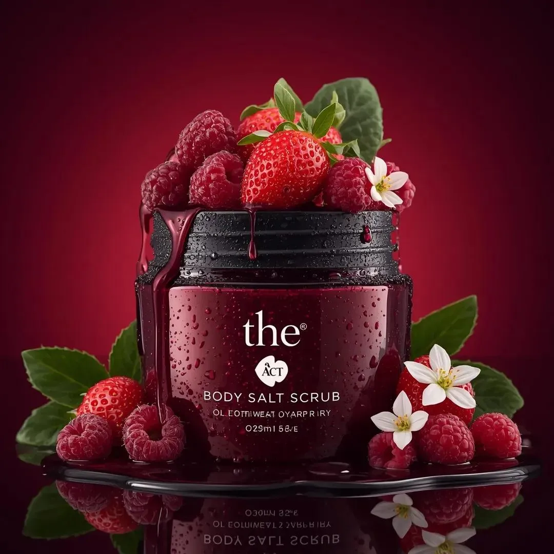 Luxury Red Body Salt Scrub With Strawberries And Raspberries